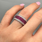 18K White Gold 3.04CT Ruby & 1.39CT Diamond Pavé Ring IETJ