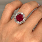 18K White Gold Ring with 5.16CT Lab-Grown Ruby & 2.45CT Natural Diamonds RUBDR014 NJJJ