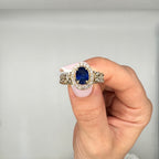 14K Yellow Gold Diamond & Oval Sapphire Ring – 1.25CT Sapphire & 0.45CT Diamond
