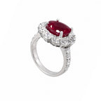 18K White Gold Ring with 5.16CT Lab-Grown Ruby & 2.45CT Natural Diamonds RUBDR014 NJJJ