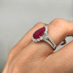 14K White Gold Ring with 0.95ct Diamonds and 2.57ct Ruby