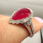 14K White Gold Ring with 0.95ct Diamonds and 2.57ct Ruby