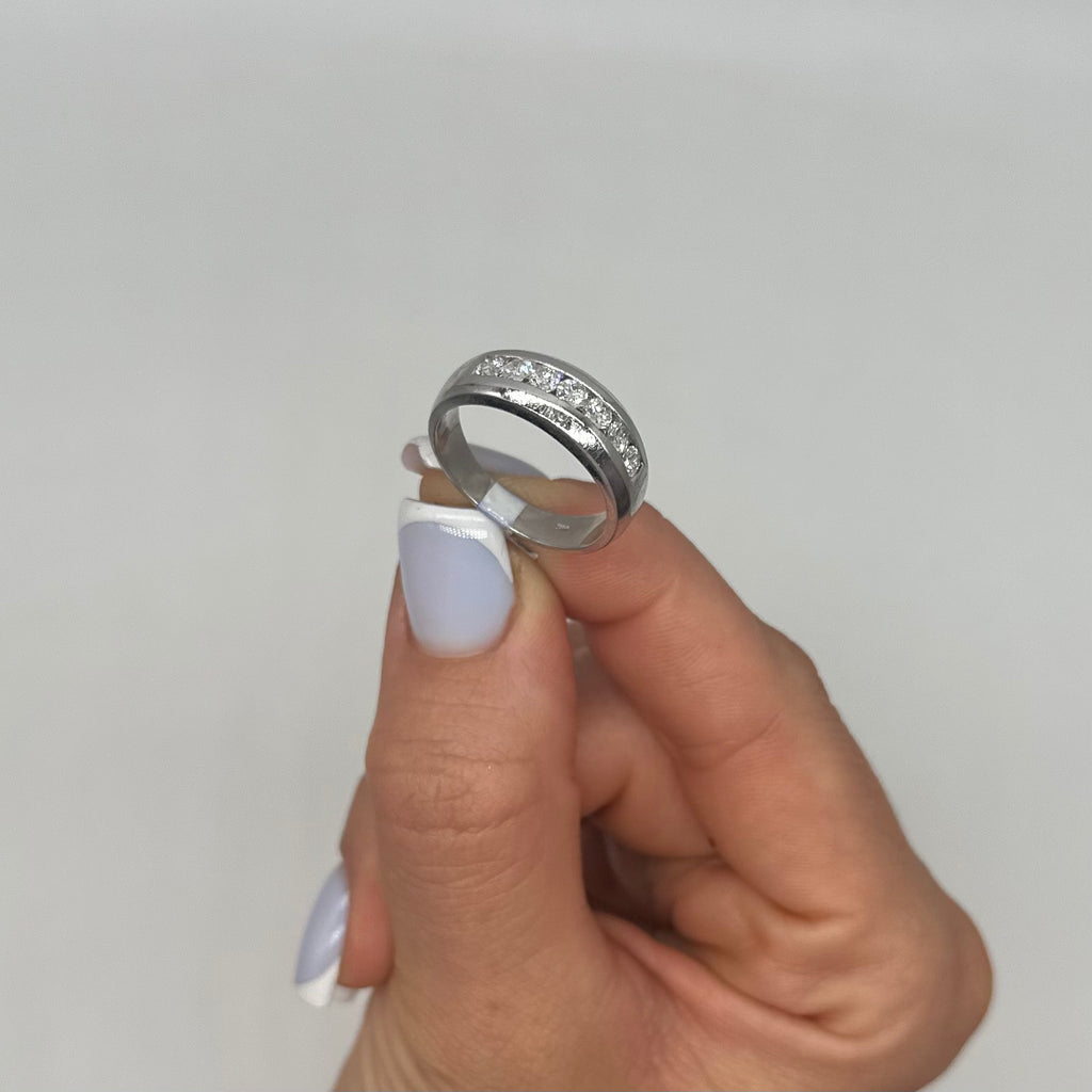14K White Gold Men’s Channel-Set Diamond Band – 0.80CT WB089 EJJ