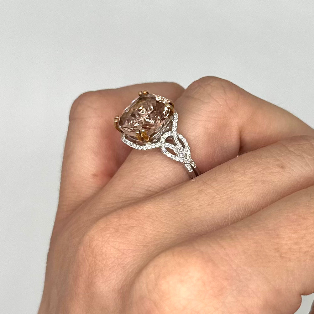 18K White Gold 6.70 CT Morganite & 0.40 CT Diamond Ring COLR022 IGNJ
