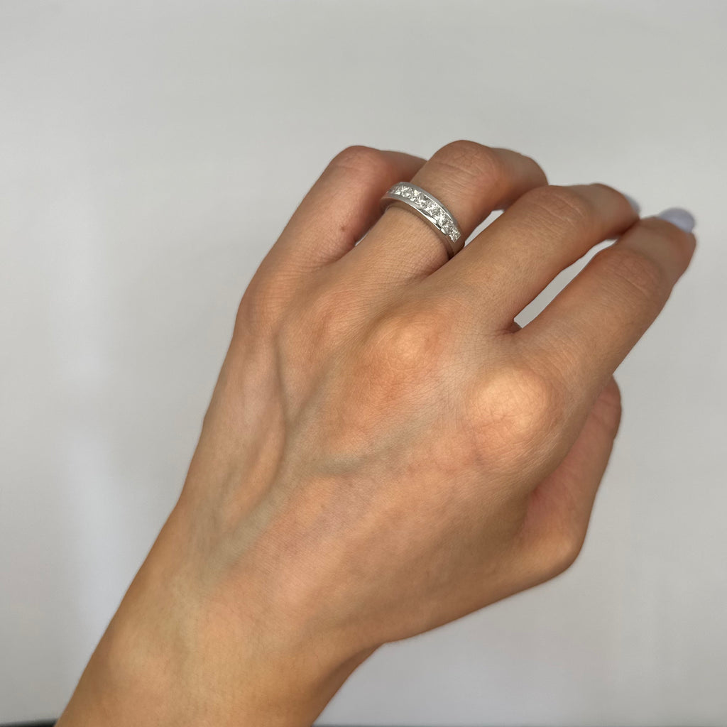 14K White Gold Princess Cut Diamond Band Ring – 1.62CT WB140 IGTJ