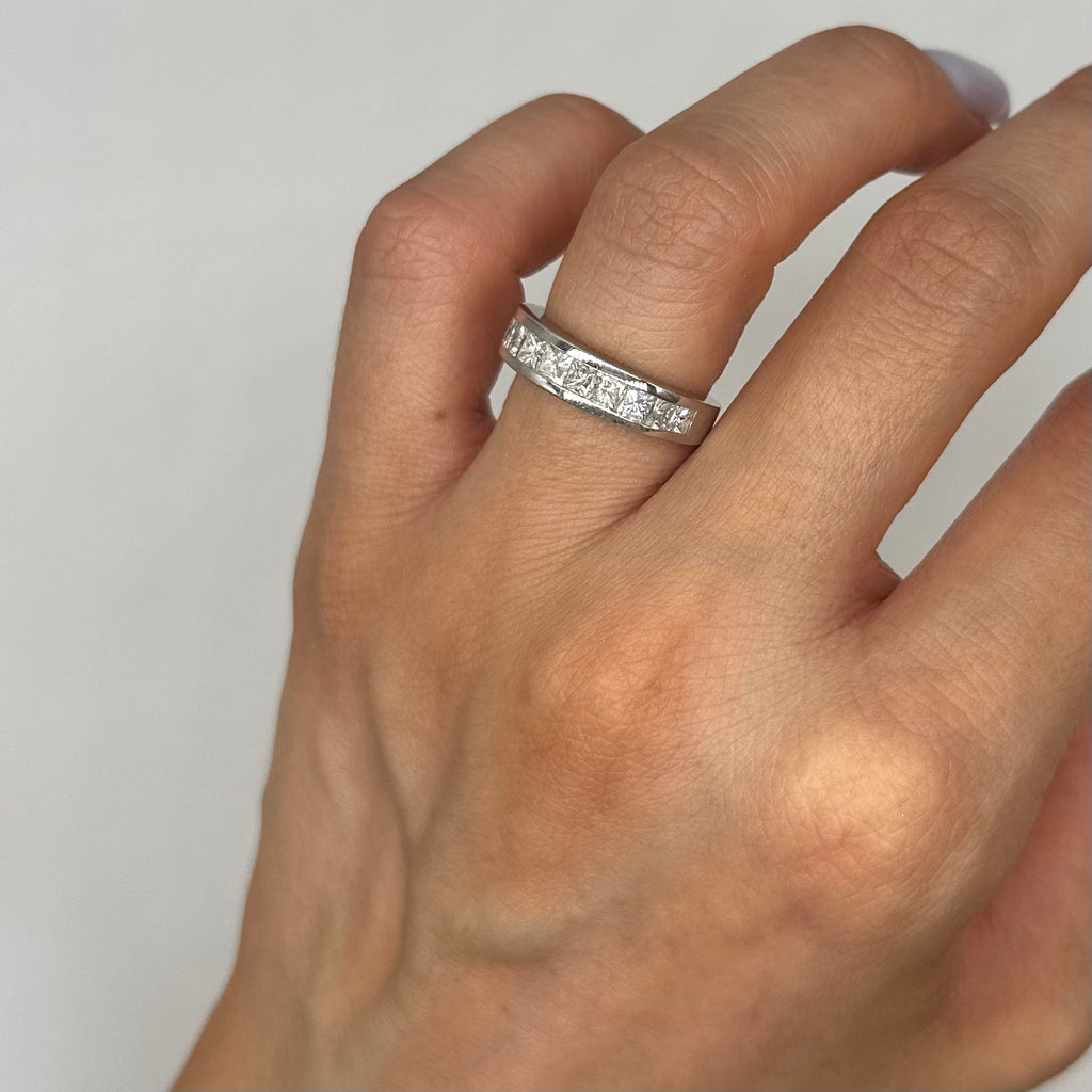 14K White Gold Princess Cut Diamond Band Ring – 1.62CT WB140 IGTJ