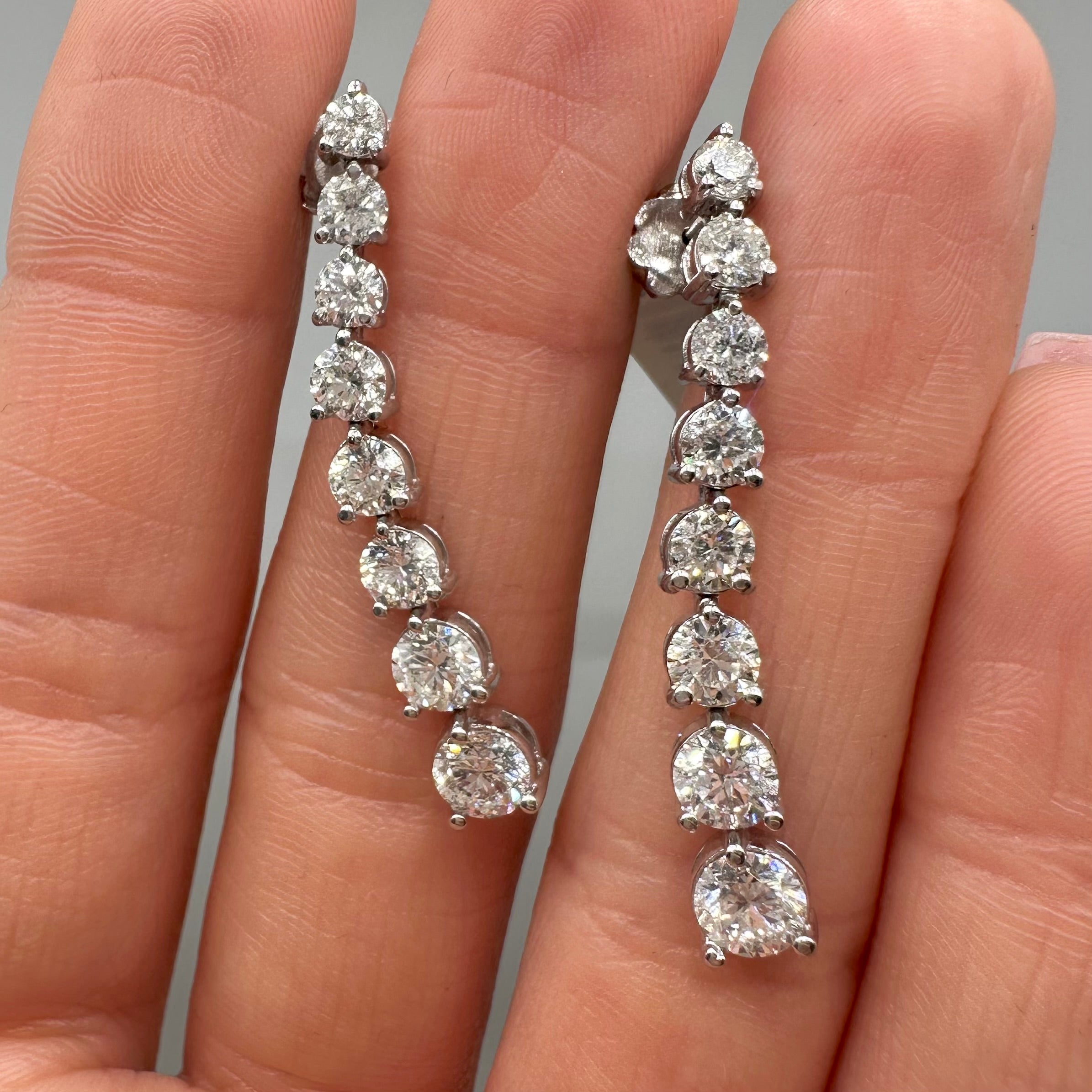 14K White Gold 4.45ct Round Diamond Drop Earrings DIERO162 NTJJ