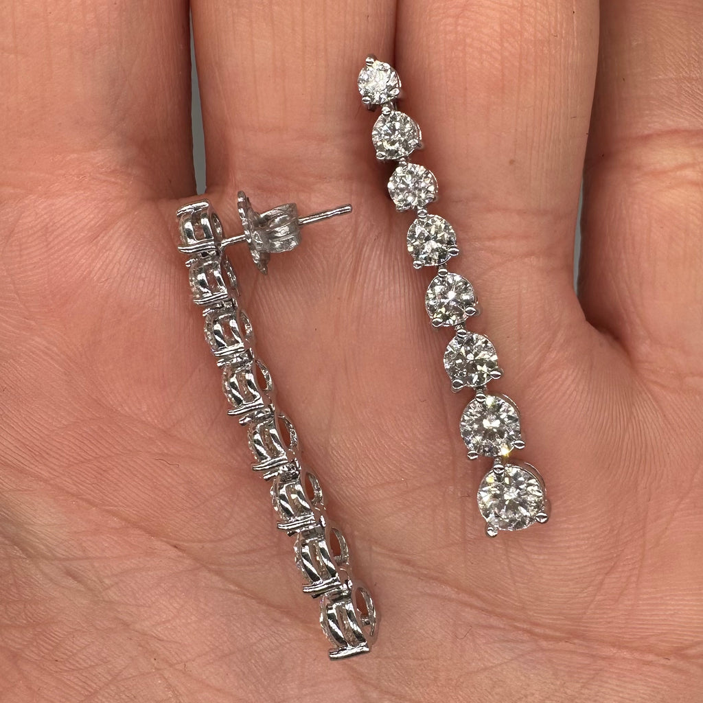 14K White Gold 4.45ct Round Diamond Drop Earrings DIERO162 NTJJ