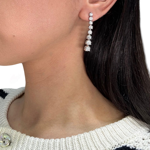 14K White Gold 4.45ct Round Diamond Drop Earrings DIERO162 NTJJ