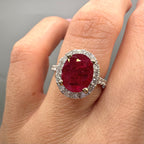 14K White Gold Ring with 2.33ct Oval Ruby and 0.80ct Diamonds
