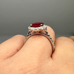 14K White Gold Ring with 2.33ct Oval Ruby and 0.80ct Diamonds