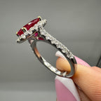 14K White Gold Ring with 2.33ct Oval Ruby and 0.80ct Diamonds