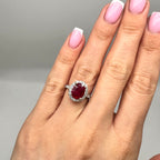 14K White Gold Ring with 2.33ct Oval Ruby and 0.80ct Diamonds