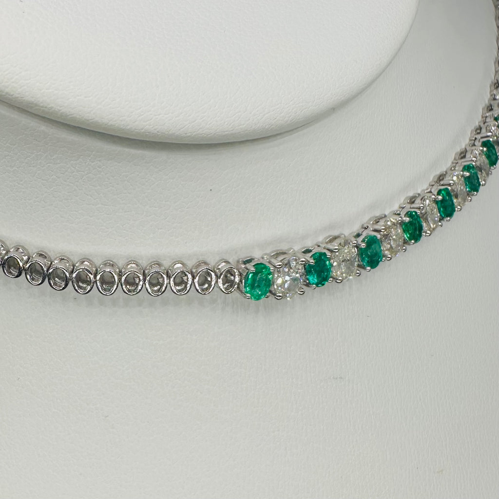 18K White Gold Emerald & Diamond Necklace – 10.26 CT Diamonds, 5.62 CT Emeralds EMDN025 ETJJ