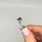 14K White Gold 2.05CT Oval Sapphire & 0.50CT Diamond Halo Ring SDR020 ISJJ