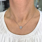 14K White Gold Diamond Flower Pendant Necklace – 0.54CT | 18” Adjustable PJNP53621B