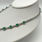 14K White Gold Round Emerald & Diamond Necklace – 14.32CT Emeralds & 10.00CT Diamonds CDN101 INJJJ