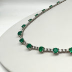 14K White Gold Round Emerald & Diamond Necklace – 14.32CT Emeralds & 10.00CT Diamonds CDN101 INJJJ