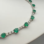 14K White Gold Round Emerald & Diamond Necklace – 14.32CT Emeralds & 10.00CT Diamonds CDN101 INJJJ