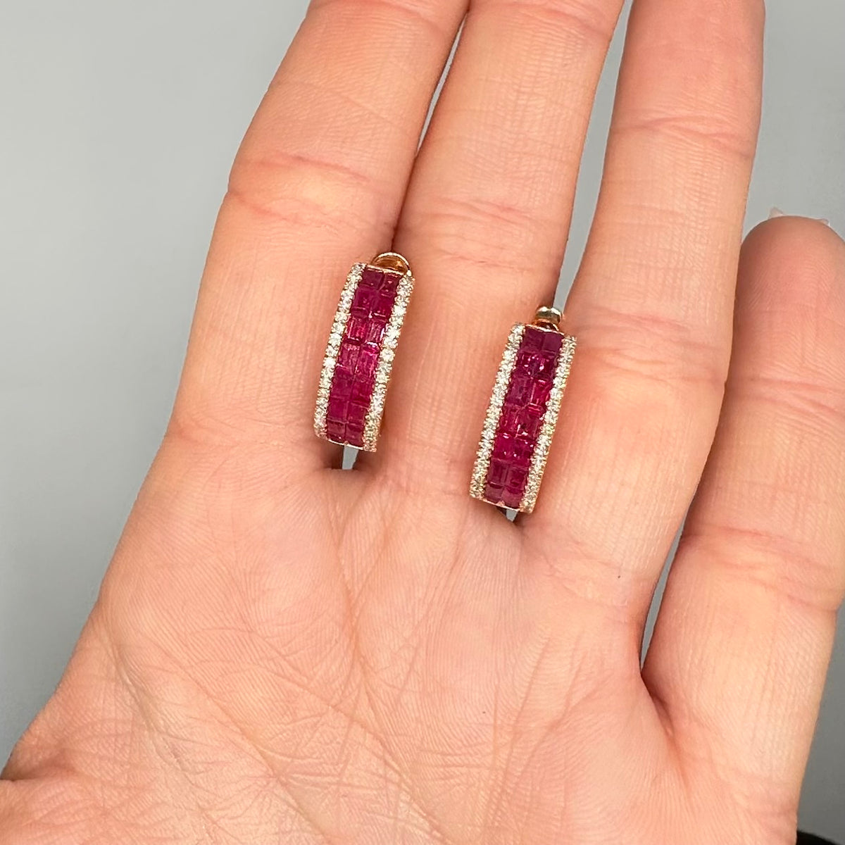 18K Rose Gold 3.68CT Ruby & 0.44CT Diamond Earrings RUDER016 ILAJ