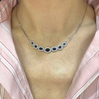 14K White Gold Oval Sapphire & Diamond Station Necklace – 3.45ct Sapphires, 0.87ct Diamonds DC-N14414-4