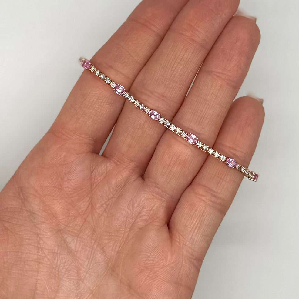 18K Rose Gold 2.31 Ct Pink Sapphire & 1.03 Ct Diamond Bracelet SDB0039 IZEJ