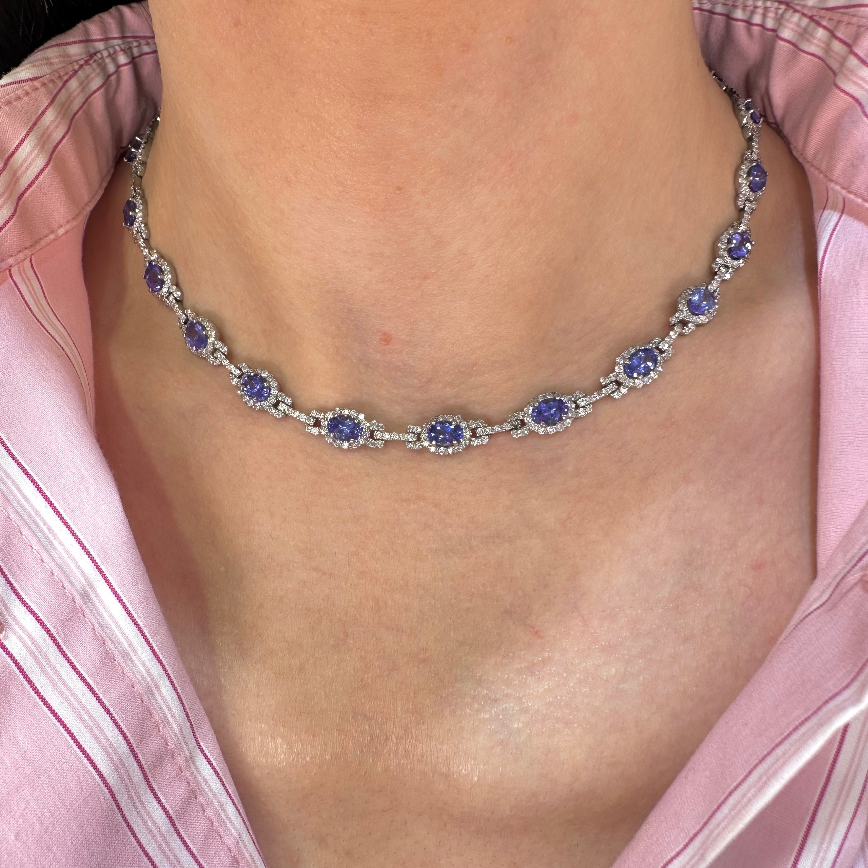 14K White Gold Tanzanite & Diamond Necklace – 15.50ct Tanzanite, 7.00ct Diamonds CDN005 ZTJJ