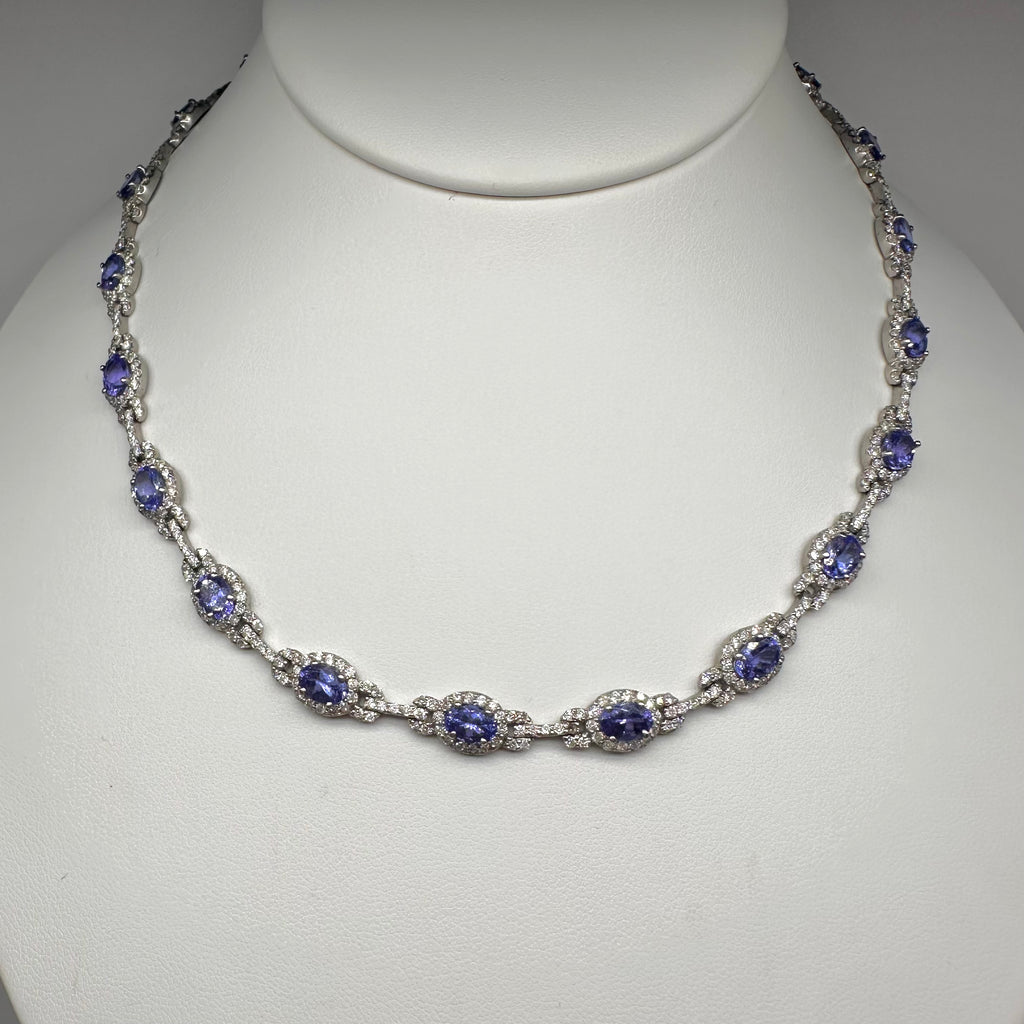 14K White Gold Tanzanite & Diamond Necklace – 15.50ct Tanzanite, 7.00ct Diamonds CDN005 ZTJJ