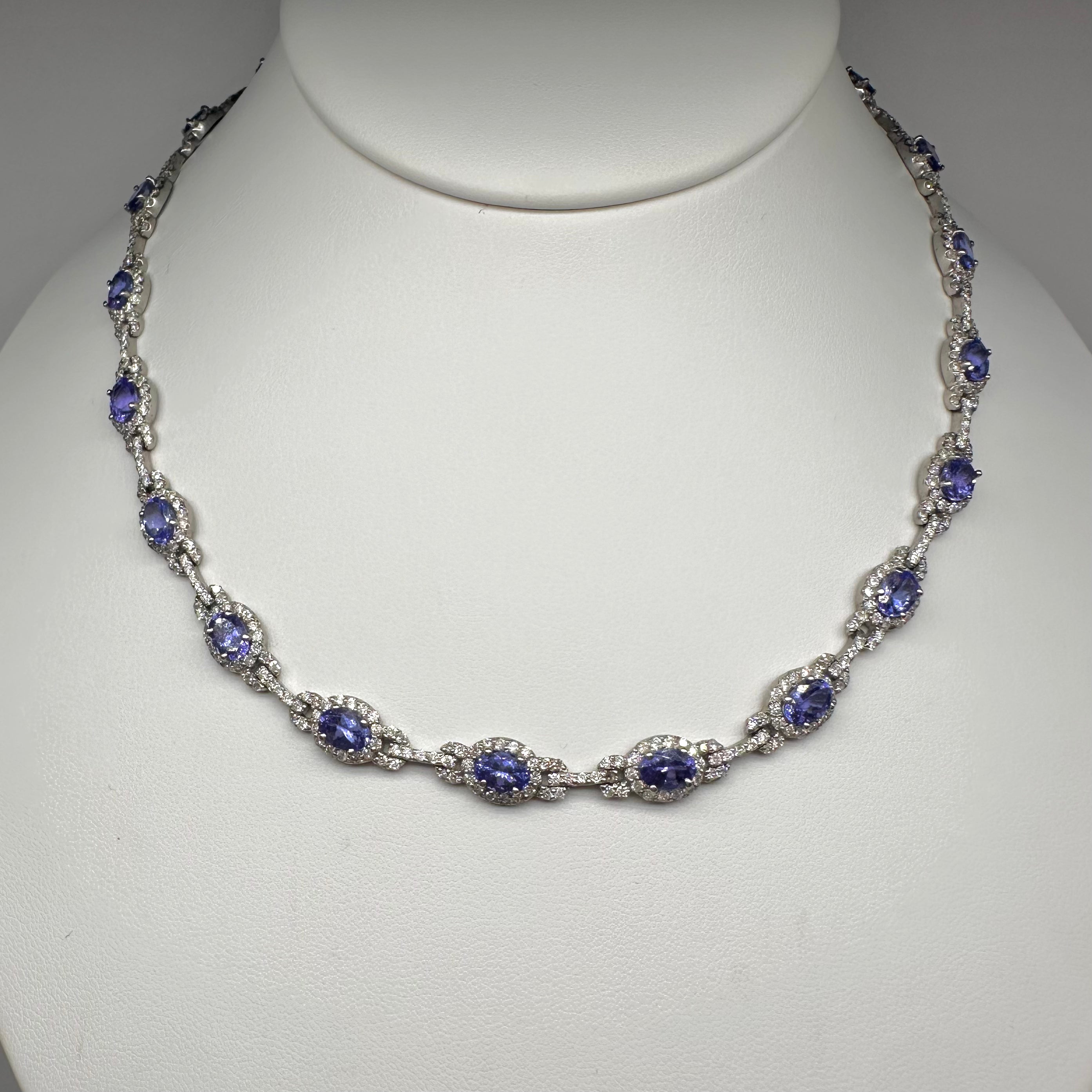 14K White Gold Tanzanite & Diamond Necklace – 15.50ct Tanzanite, 7.00ct Diamonds CDN005 ZTJJ