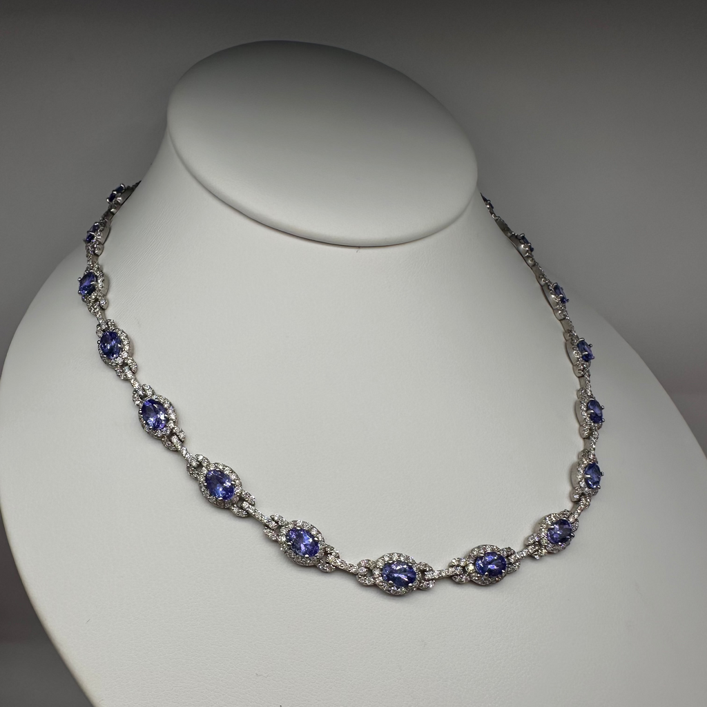 14K White Gold Tanzanite & Diamond Necklace – 15.50ct Tanzanite, 7.00ct Diamonds CDN005 ZTJJ