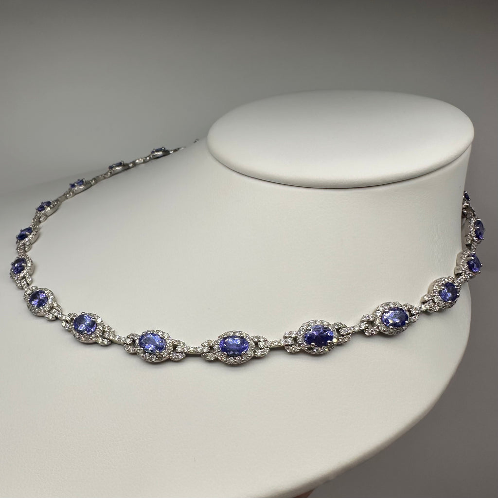 14K White Gold Tanzanite & Diamond Necklace – 15.50ct Tanzanite, 7.00ct Diamonds CDN005 ZTJJ