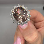 14K White Gold Oval Morganite & Diamond Ring – 5.93ct Morganite, 1.88ct Diamonds COLR009 INJJ