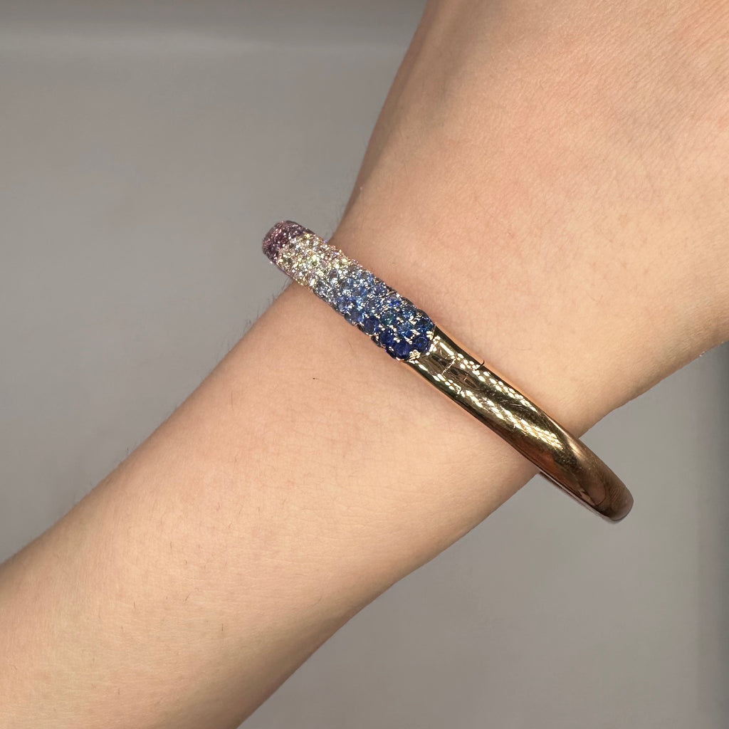 18K Rose Gold Sapphire & Diamond Pavé Bangle – 3.72ct Sapphires, 1.74ct Diamonds SDB036 NZJJ