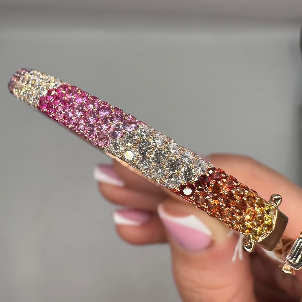 18K Rose Gold Sapphire & Diamond Pavé Bangle – 3.72ct Sapphires, 1.74ct Diamonds SDB036 NZJJ