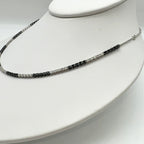 18K White Gold Black & White Diamond Station Necklace – 1.35ct Diamonds DN0075 ITGJ