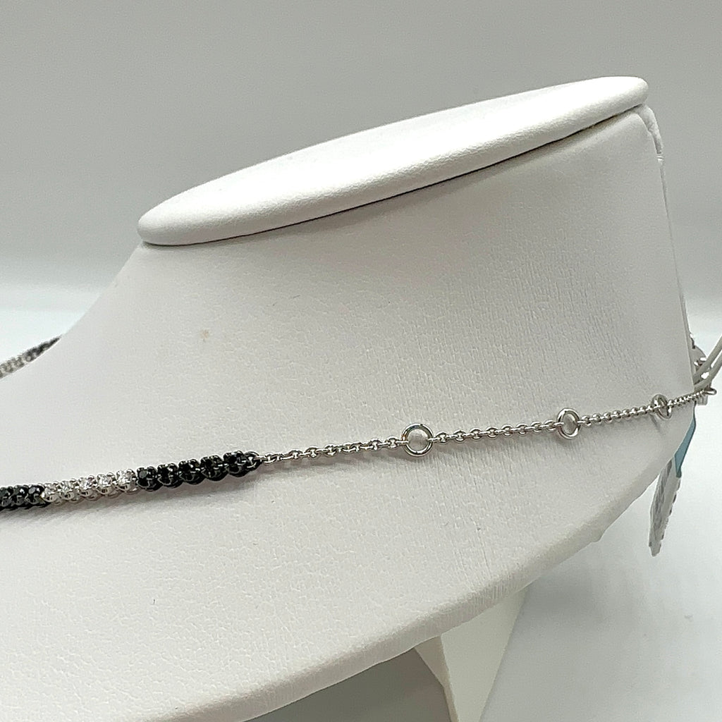 18K White Gold Black & White Diamond Station Necklace – 1.35ct Diamonds DN0075 ITGJ
