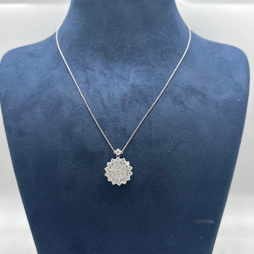 14K White Gold Diamond Pendant Necklace 2.21CT Round Diamonds PJN1123 IEJJ
