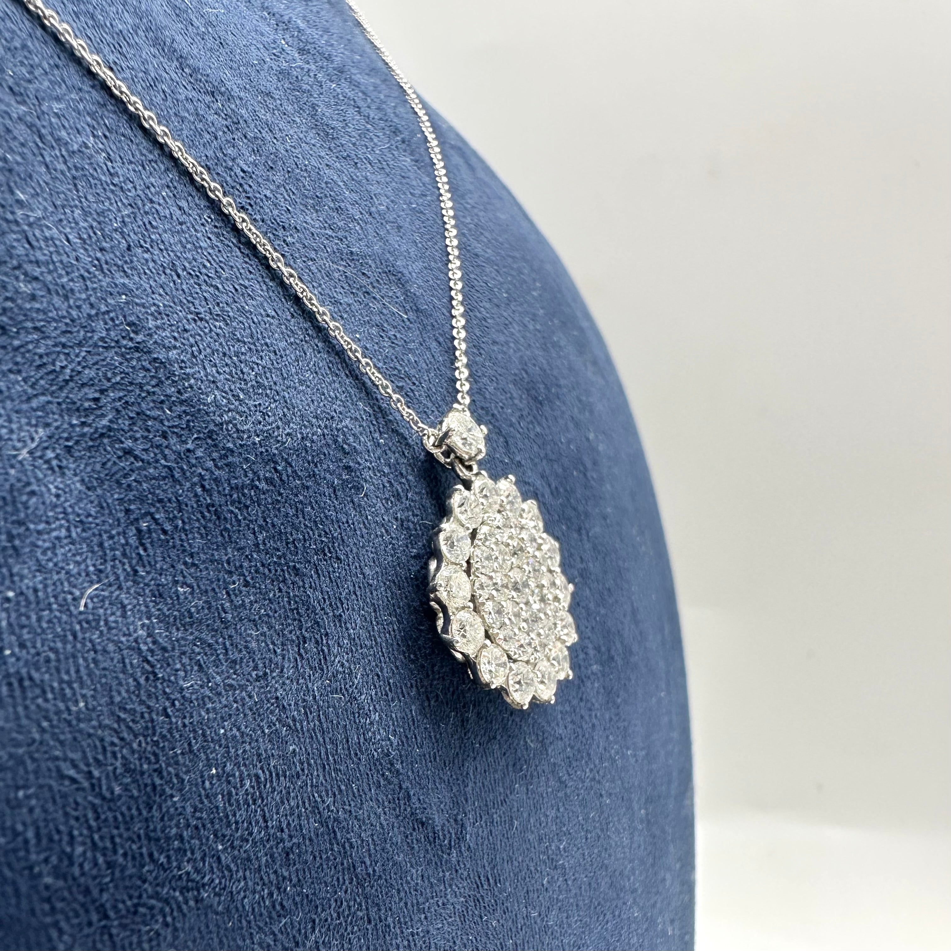 14K White Gold Diamond Pendant Necklace 2.21CT Round Diamonds PJN1123 IEJJ