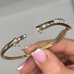 14K Yellow Gold Diamond Wave Bangle Bracelet – 0.69ct Diamonds DC-BNG14607-8