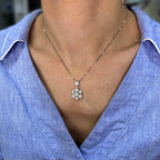 18K White Gold Diamond Floral Pendant Necklace | 1.65=CT Round Diamonds | 16 Inch LTT