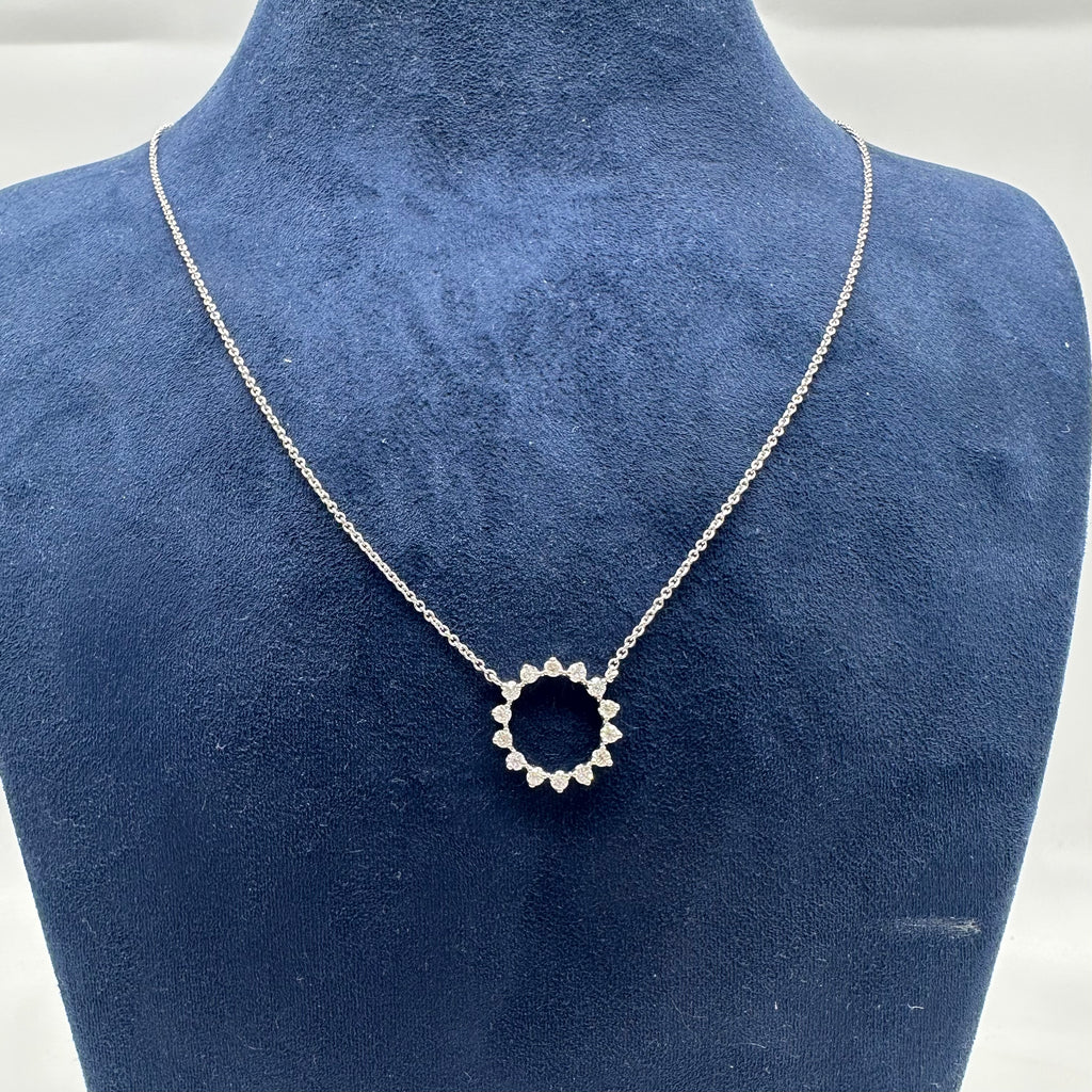 14K White Gold Circle of Love Diamond Necklace | 0.46 CT Round Diamonds | Adjustable 18 Inch KAN60610AWG