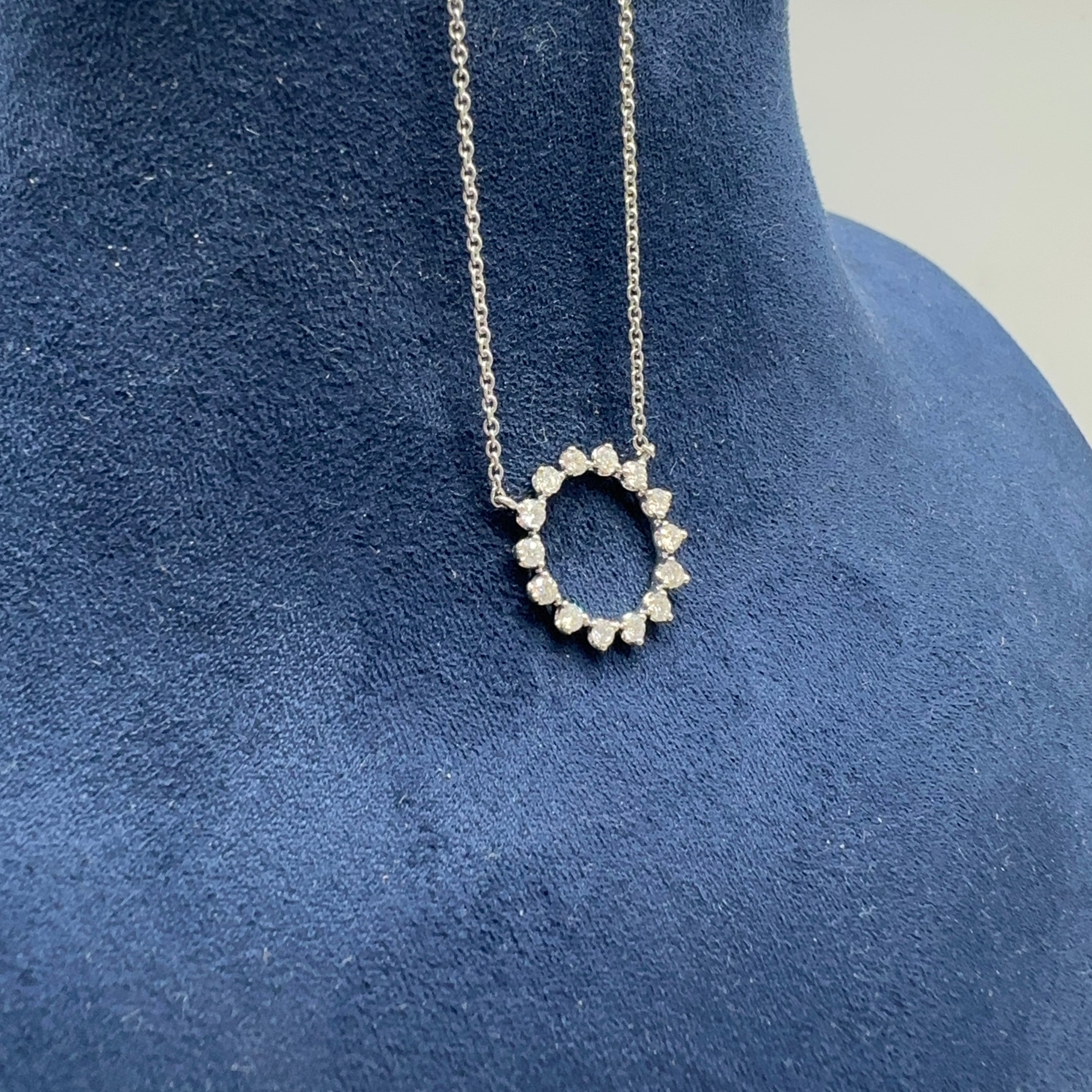 14K White Gold Circle of Love Diamond Necklace | 0.46 CT Round Diamonds | Adjustable 18 Inch KAN60610AWG