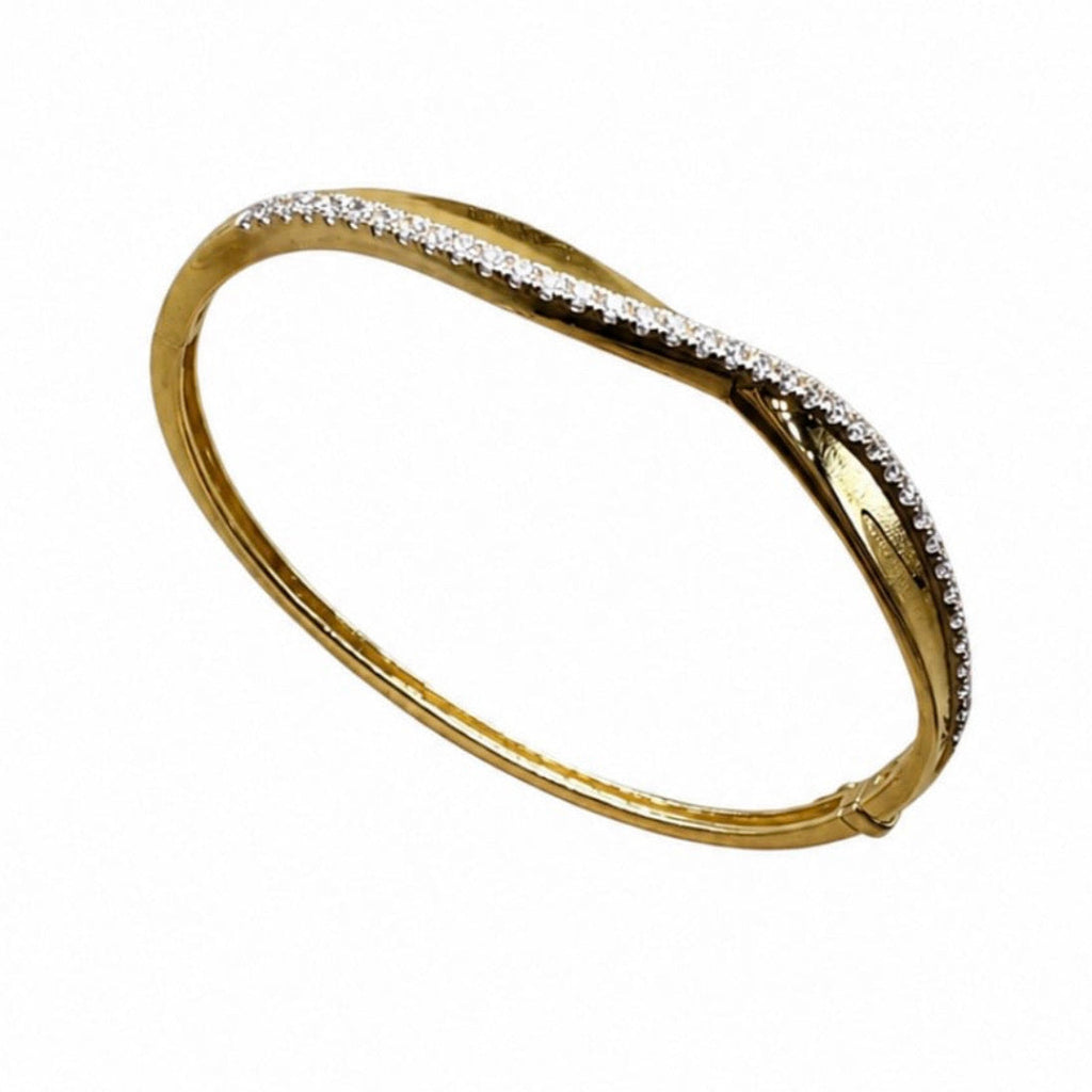 14K Yellow Gold Diamond Wave Bangle Bracelet – 0.69ct Diamonds DC-BNG14607-8