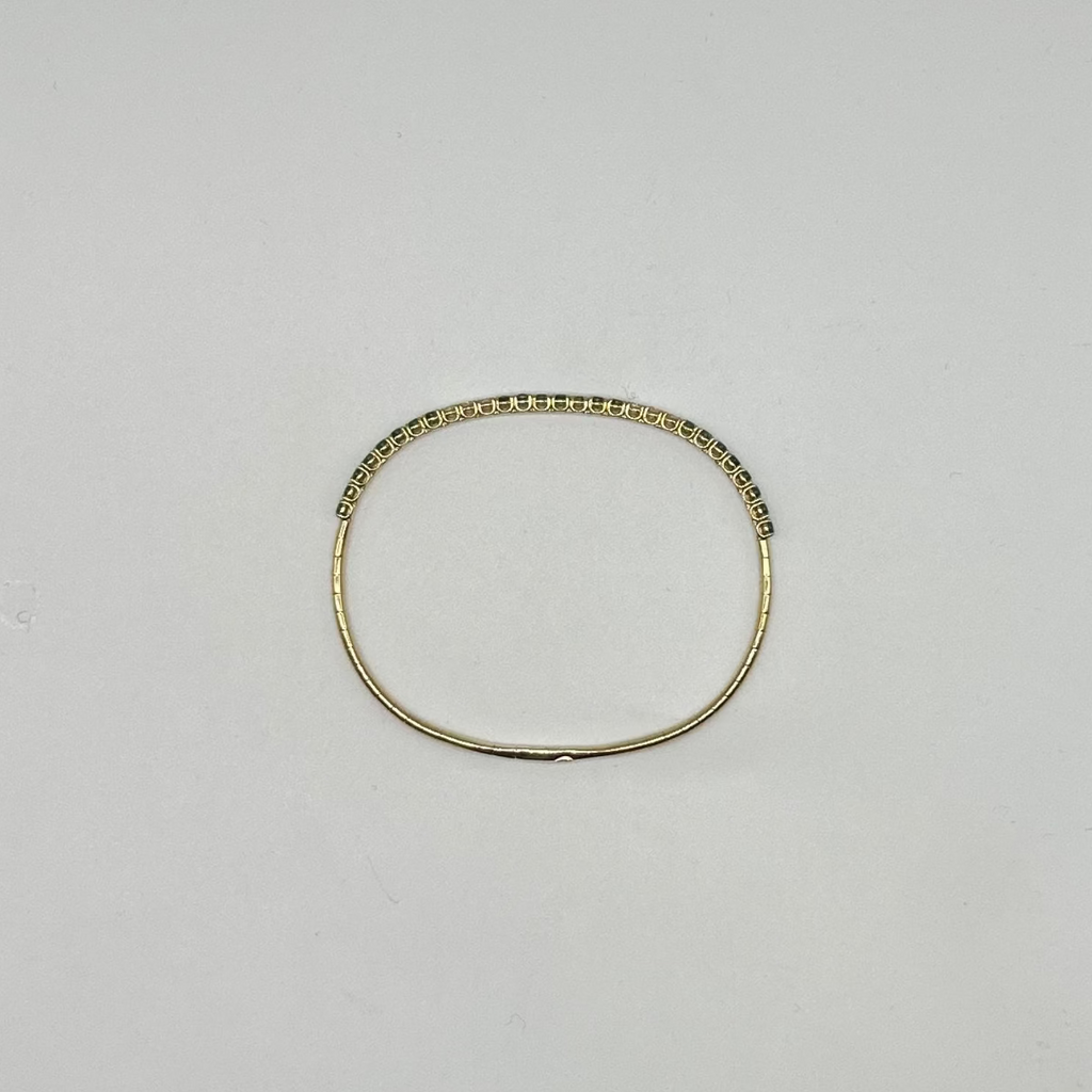 18K Yellow Gold 1.58 Ct Emerald & 0.46 Ct Diamond Bangle Bracelet