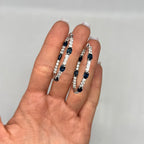 14K White Gold Diamond & Blue Sapphire Hoop Earrings 3.98CT Diamonds, 5.23CT Sapphires SDER023 NNJJ