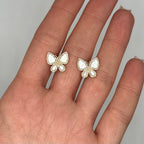 14K Yellow Gold 0.31 Ct Diamond & Mother of Pearl Butterfly Earrings