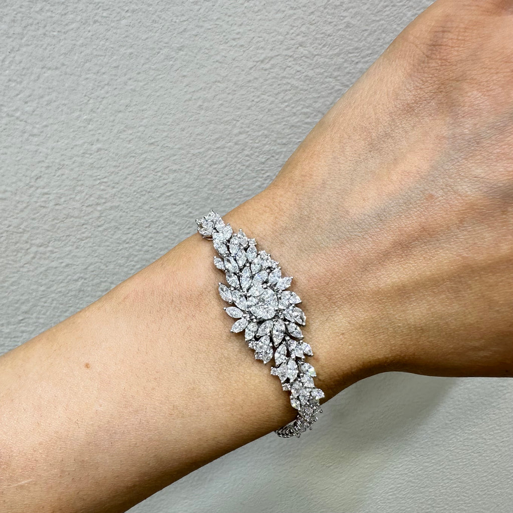 18k White Gold Diamond Bracelet with Marquise and Round Cut Diamonds DB044 TTTJ