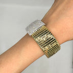 18K Yellow Gold Diamond Cuff Bracelet – 5.21CT Round Diamonds DB0082 SITJ
