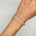 18K Yellow Gold Diamond Bangle Bracelet – 3.98CT Emerald & Round Cut Diamonds DB069 GEJJ