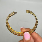 18K Yellow Gold Diamond Bangle Bracelet – 3.98CT Emerald & Round Cut Diamonds DB069 GEJJ